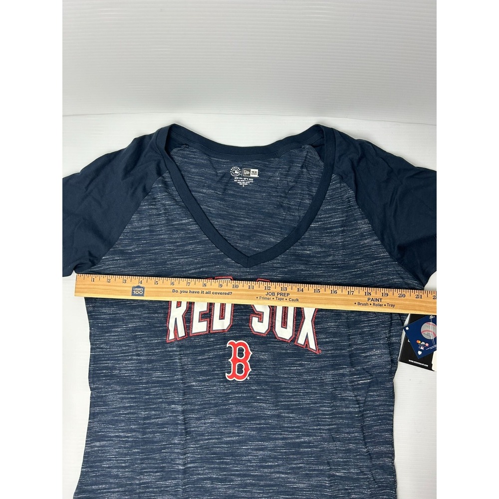 New Era MBL Boston Red Sox Womens V Neck Blue Graphic Tee Size XL - Picture 4 of 7